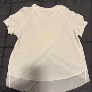 Lululemon White Short Sleeve Cross Back Mesh Top